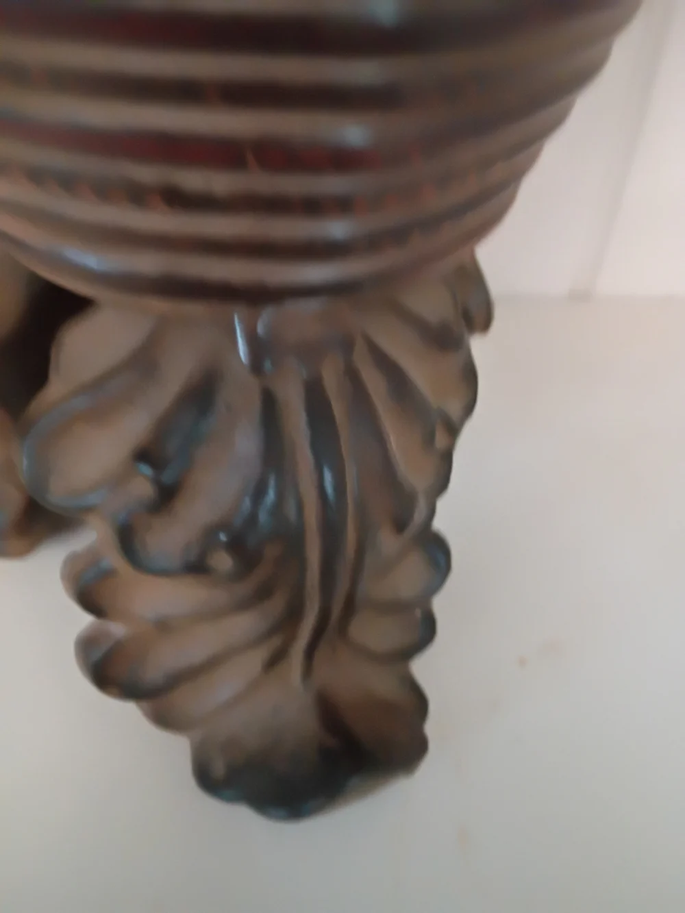 Vintage Hollywood Regency Pricket Candle Holder Pedestal Cast Metal Wood Urn 90s